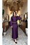 Satin Dress with Chain Detail and Bat Sleeves - 2