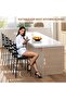 - Set of 2 Bar Stools with Backrest and Thick Cushion, Upholstered Dining Chairs with Padded Seat, Stools for Kitchen Island, Bar, Dining Room, Black - 6