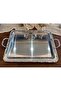 Rose Frame Tea Tray with Handles Silver-Gold - Cast 44 cm Rectangular for 6 People (Tray Only) - 6
