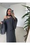 Black Lyocell Chiffon Scarf Blouse Dress Double Set - 7060 - 3