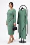 Women's Plus Size Long Sleeve Front Buckled Double Jersey Fabric Dress 5430-26 - 3