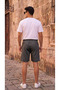 Men's Smoked Pique Fabric Stylish Comfortable Double-Leg Shorts with Pockets - 4