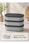 3-Piece Line Oval Striped Storage Container Set 1.2L×3 Microwave and Freezer Compatible - 2