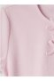 New Season Pink Crew Neck Girls' T-Shirt with Bow Detail - 3