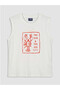 New Season White Crew Neck Printed Boys' Undershirt