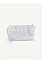 Silvery Silver Shk301 Star Embossed Gold Zipper Chain Strap Women's Hand, Shoulder and Wrist Bag