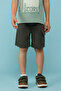 Solid Cargo Shorts with Button Closure