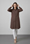 Graz Comfortable Fit Hidden Button Long Sleeve Terikoton Long Women's Shirt & Hijab Shirt - Brown - 5