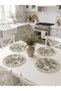 Green 4-Piece Linen Tassel Placemat American Service Set Vintage Bohemian French Country Patterned Round Table Decor - 4