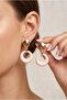 Powder Pink Thick Ring Formed Geometric Earrings with Gold Color Links