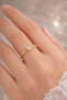 Women's Minimal Butterfly Figured Zircon Stone Adjustable Gold Color Ring - 2
