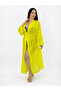 Plus Size Long Sleeve Tulle Women's Kaftan Pareo with Waist Tie