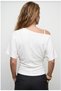 White Asymmetrical Waist-Fitted 97% Cotton Bat Sleeve Blouse - 3