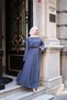 Women's Shoulder Ruffle Detail Waist Tie Dress Navy Blue - 2