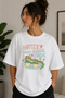 Funny Crocodile Summer T-Shirt, Retro Crocodile Graphic Tee, Trendy Aesthetic Beach Tee, Cute Bohemian Tee, Vintage Style Tee 100% Cotton Unisex Oversized Cotton T-Shirt, Crew Neck T-Shirt