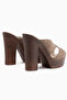 Jemina Mink Platform Heeled Women's Slippers - 5