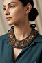Wooden Bead Embroidered Vintage Collar Necklace