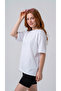Women's White Oversize Crew Neck Comfortable Fit Relaxed T-Shirt - 3
