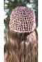 Pink Sequined Hand Knitted Mesh Hat - 5858 - 3