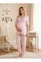 New Season Pink 100% Cotton Short Sleeve Maternity and Breastfeeding Pajama Set with Dressing Gown - 3