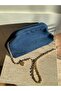Women's Denim Chain Strap Detailed Clutch Bag - 3