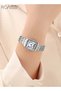Womens Quartz Watch with Alloy Strap Small Square Roman Numerals Dial Waterproof Fashion Analog Wristwatch Gift for Ladies Silver - 2