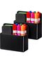 Magnetic Pen and Marker Holder for Refrigerator and Whiteboard,2 Pack Black Pencil Cup with Adjustable Dividers