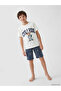 Lcw Kids Ecru Bear Teddy Printed Boys' Shorts Pajama Set - 2