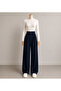 Women's Crepe Fabric Pleated Wide Leg Pants - 3