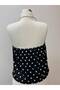 Polka Dot Backless Draped Blouse Halter Neckline Sandy Fabric - 5