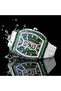 APEX X TR6603 Automatic Skeleton Watch for Men, Green Tonneau Dial, White Silicone Strap, Stainless Steel Case, 5ATM Water Resistant - 5