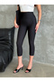 Women's Black Color Capri Length High Waist Stretchy Tights