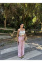 Pink Linen Elastic Palazzo