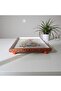 Floral Patterned Hand Painted Embossed Wooden Tea-Coffee Tray, Presentation Tray 20X20Cm - 3