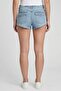 Women Washed Denim Shorts, Light Blue - 4