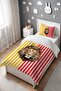 Yellow Red Striped Lion Patterned Single Baby Kids Bedding Set - 3