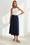 Women's Navy Blue Belted Collar Dress with Accessories Elb-19002673 - 4