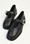Women's Black Stone Buckle Thick Sole Ballerinas