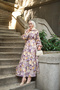 Women's Floral Patterned Buttoned and Waist-Tied Dress Purple - 13