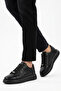 Men's Black Tonal Monogram Embossed Leather Platform Sneaker with Gun-Metal Stripes - 7