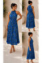 Eye-Catching Elegance! Women's Patterned Summer Long Single Jersey Dress with Gipe Detail at the Waist - 2