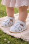 346 Orthopedic 100% Genuine Leather Baby Girl First Step White Corseted Sandals