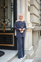 Women's Gold Detailed Cape Suit Navy Blue - 2