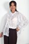Women's Italian Brode Oversize Silk Shirt with Elasticated Sleeves - 3