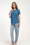 Women's Short-Sleeved Blue Pajama Set Relaxed Cut Summer Home Wear C5T7N2215 - 2