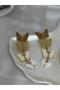 Wicker Leaf Patterned Earrings and Cuff Bracelet Set – Bohemian Chic Women's Jewelry Set - 2