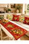 Red Lemon and Orange Patterned Modern Decorative Runner Tablecloth - 3