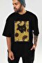 For the Sake of Cat Love 68 Front Cat Printed Black Oversize T-Shirt 100% Cotton Unisex Cat Lover Premium Design - 7