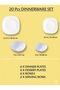 20 Pcs Opal ware Dinner set 6 x Dinner plate 6 x Dessert plate 6 x Bowls 2 x Serving Bowl - 2