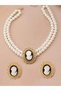 Double-Layer Retro Rhinestone Faux Pearl Choker with Earrings Set - 3